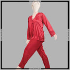 Satin Silk Lace-Trimmed Smooth Pajama Set
