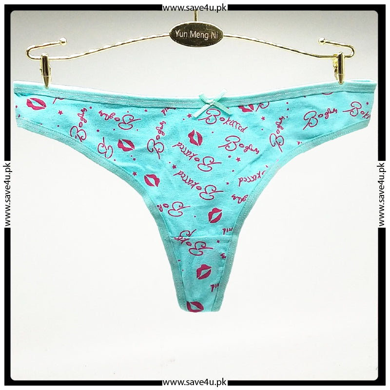 Pack of 2 Cute Printed Design Seamless Cotton Thong Panties