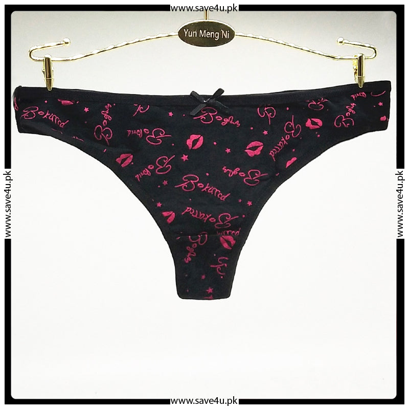 Pack of 2 Cute Printed Design Seamless Cotton Thong Panties