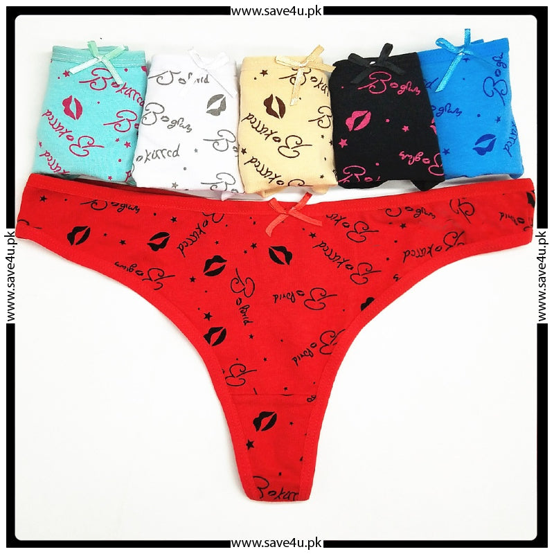 Pack of 2 Cute Printed Design Seamless Cotton Thong Panties Secondary image