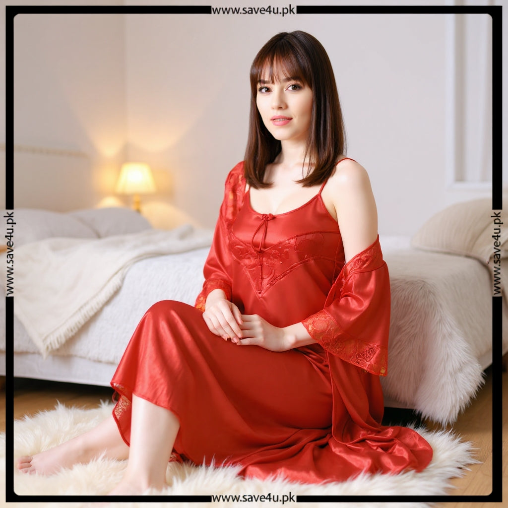 2-Pcs Satin Slip Nightwear
