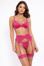Soft Pink Lingerie With Garter Set