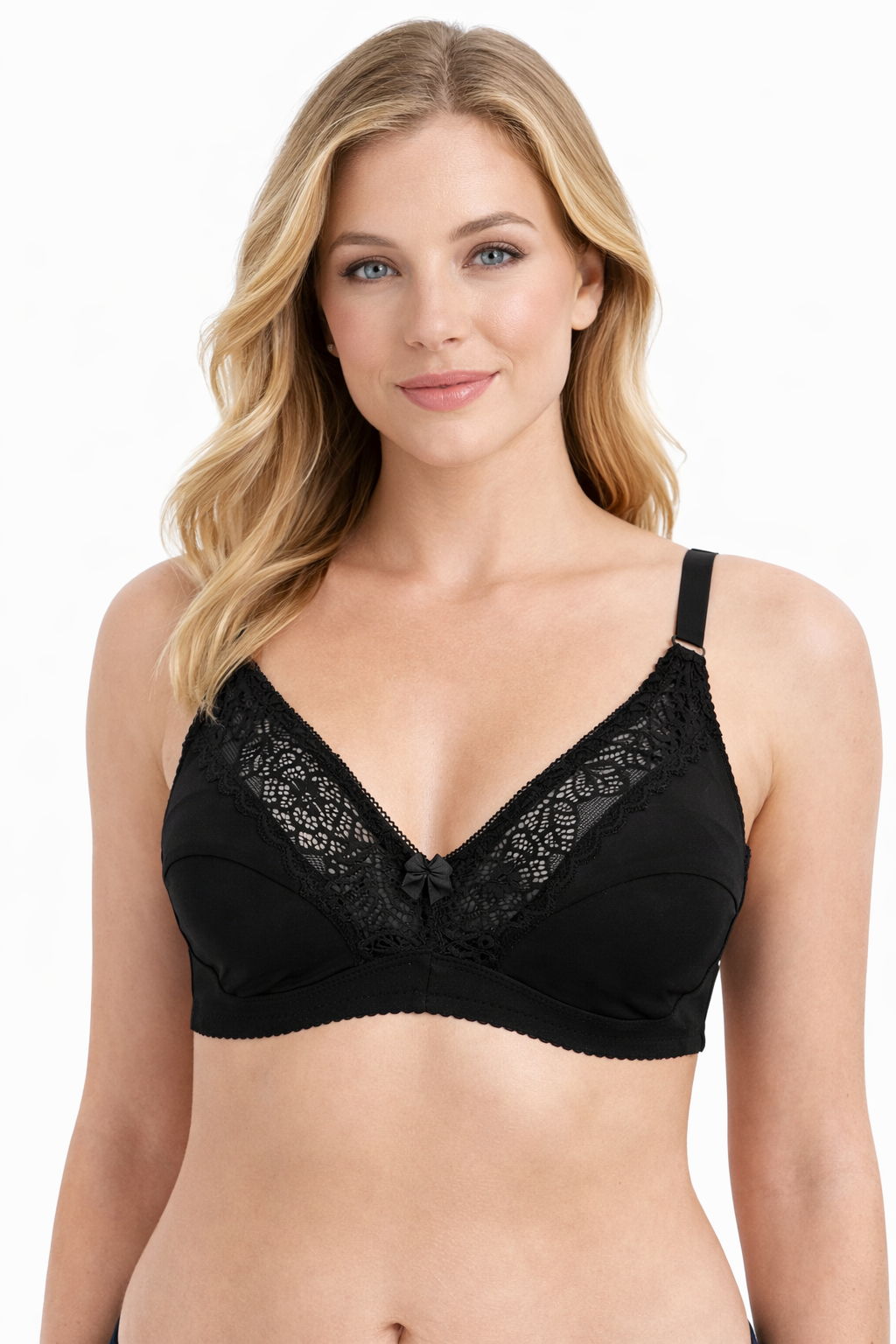 Full Coverage Lace Trim Non Padded Unlined Bra