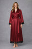 Satin Silk Long kimono Robe Night Gown with Lace
