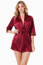 Ladies 3-Pcs Silk Robe and Bikini Set Nightwear Lingerie