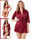 Ladies 3-Pcs Silk Robe and Bikini Set Nightwear Lingerie