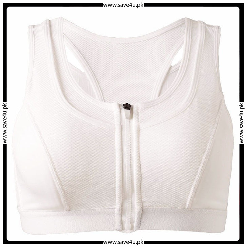 Women's Yoga Sports Bra Zipper Front Open