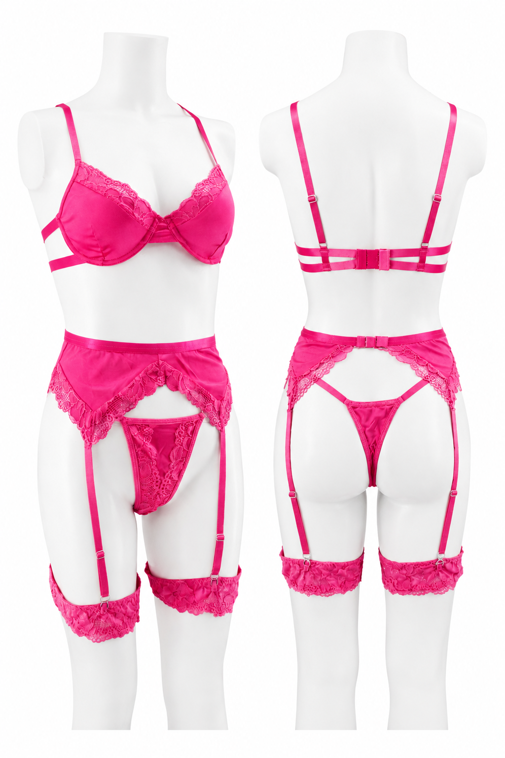 Soft Pink Lingerie With Garter Set