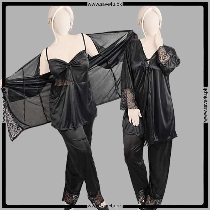 Elegant Nightie Satin SIlk Smooth Pajama Set Secondary image