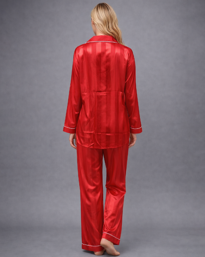 Lining Satin Silk 2-Pieces Pajama Set