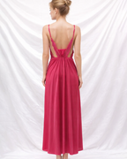 Satin 2 Pcs Lace V Neck Full Slip Nightgown and Robe