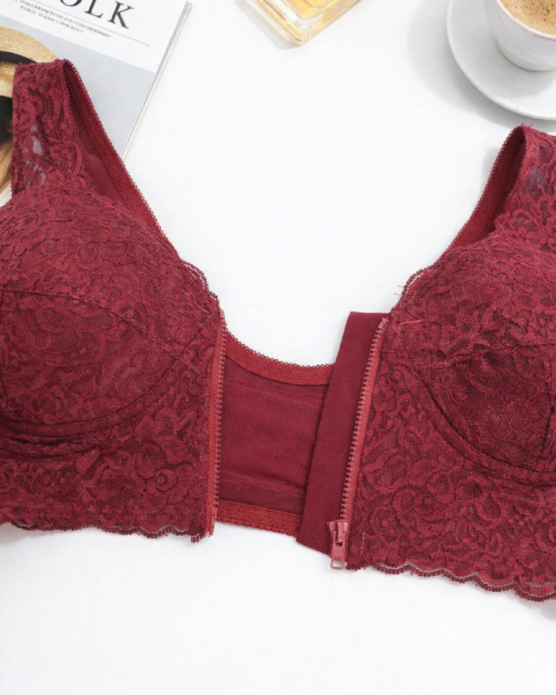 Front Zip Bra Light Padding Wireless Bra