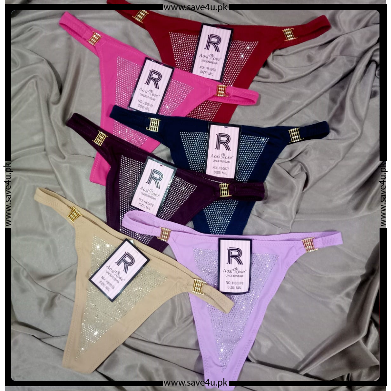Pack of 2 Jewels-Decorated Nylon Thong Briefs Secondary image