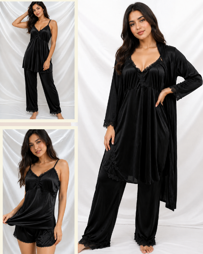 Luxury Soft Satin Silk Bridal 5 Pcs Nightwear