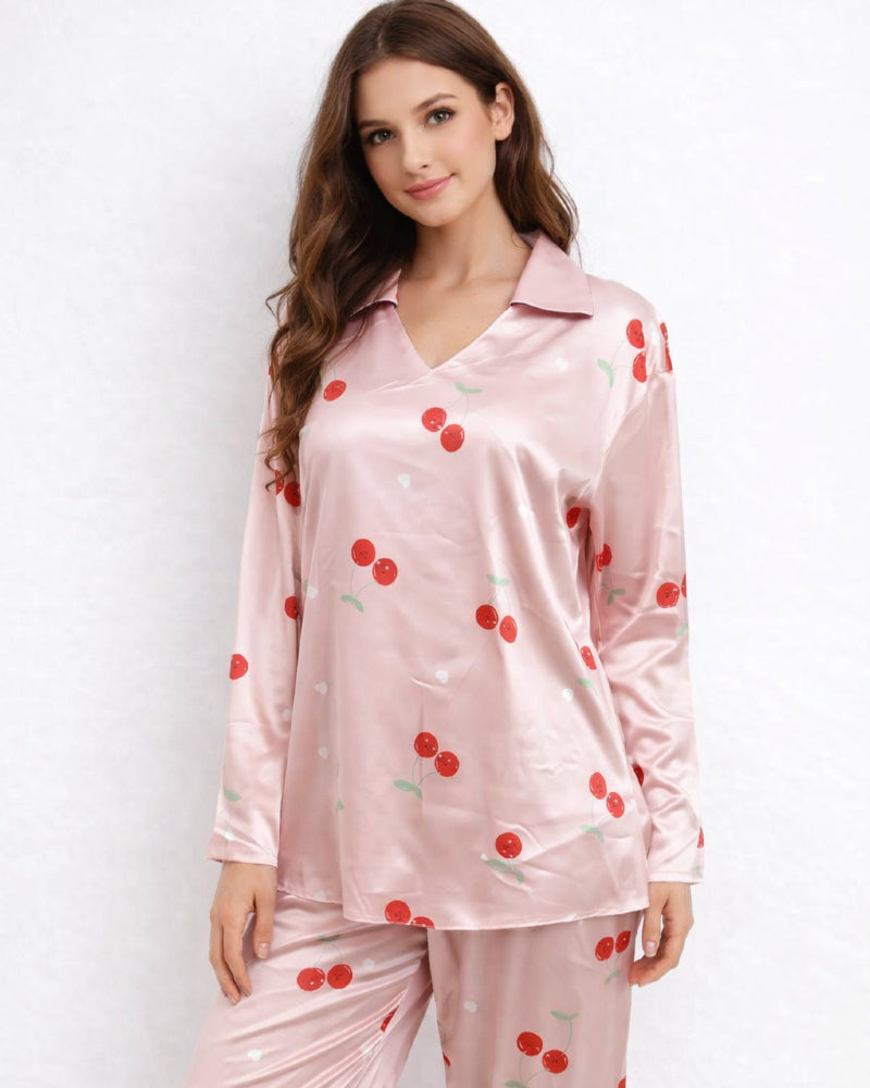 Women's Classic Satin Pajama Set Sleepwear Loungewear Secondary image