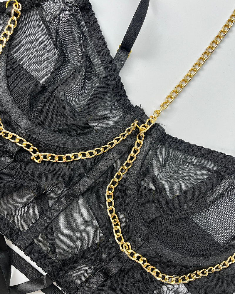 6-Pcs Sheer Black Chain Set