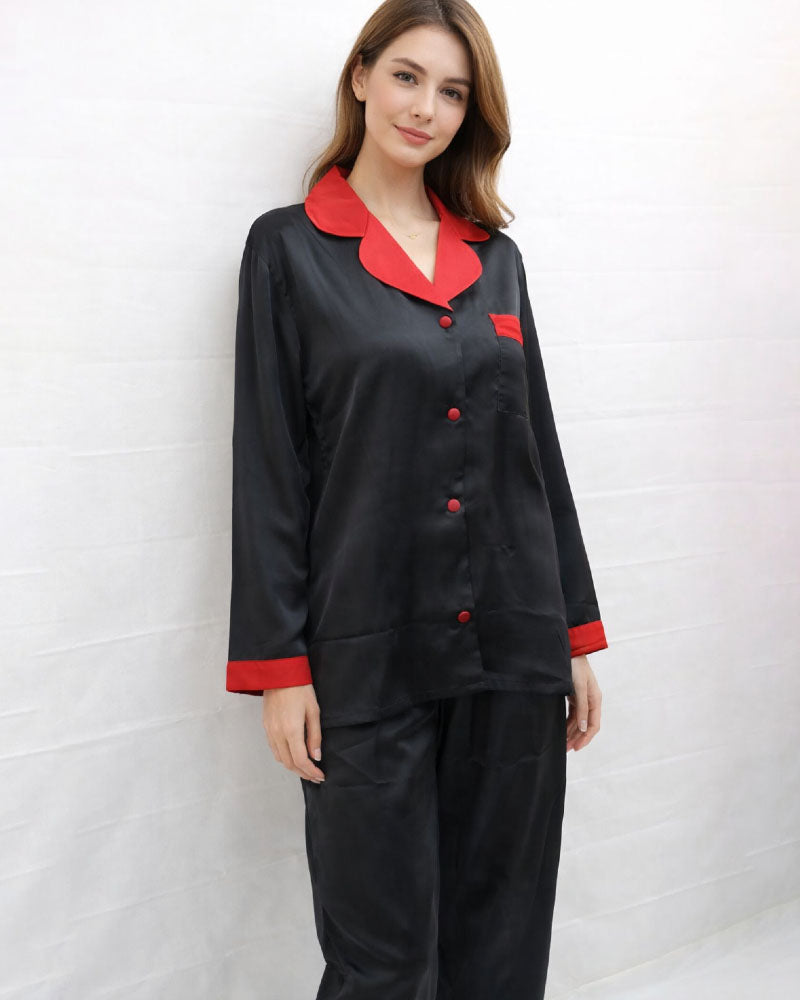 Satin V-Neck Elegance with Notched Collar Secondary image