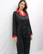 Satin V-Neck Elegance with Notched Collar
