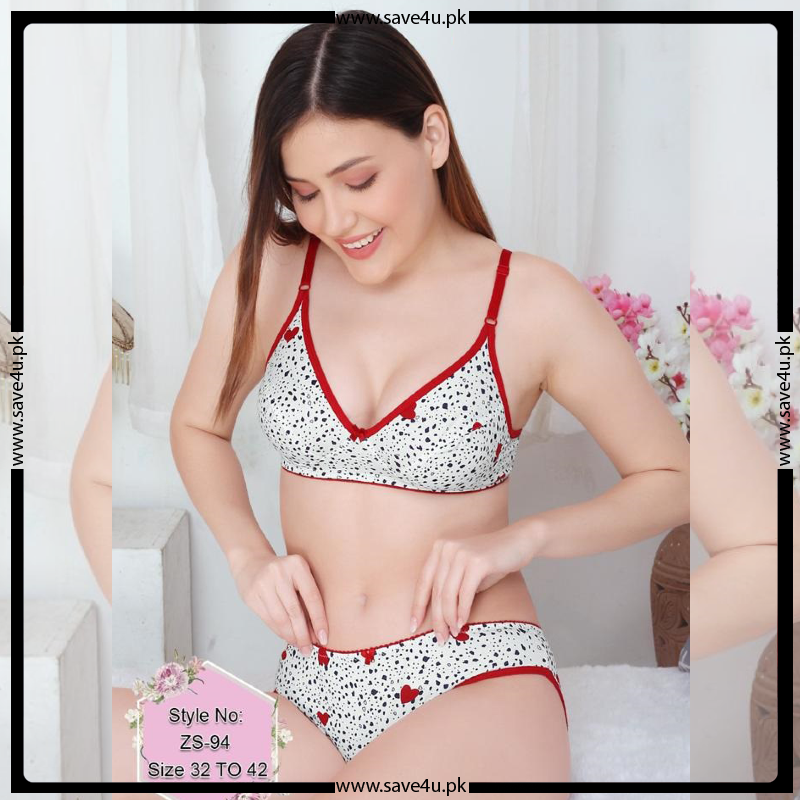 Polka Printed Non Padded Wire-less Bra Set Main image