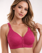 Net Design Front Button Padded Bra