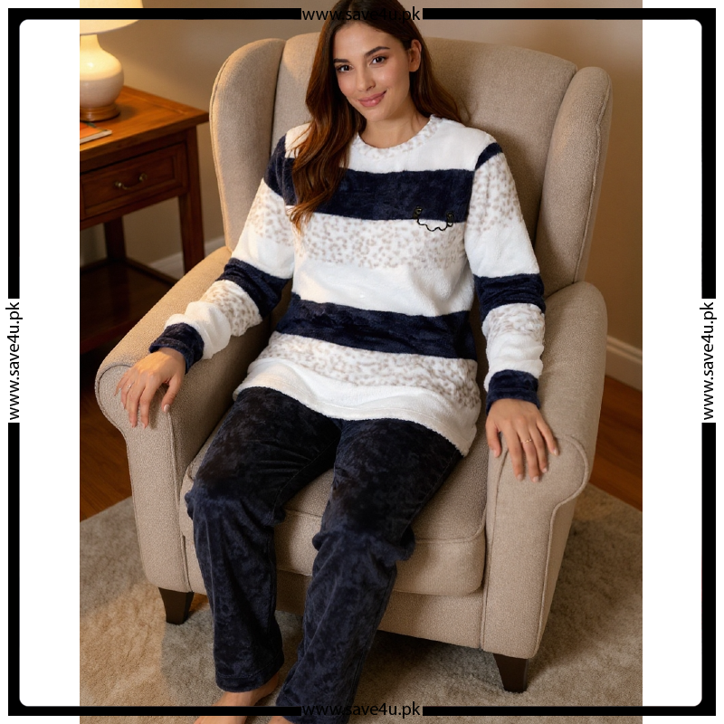 Thick Fleece Warm Winter Pajama Set Secondary image