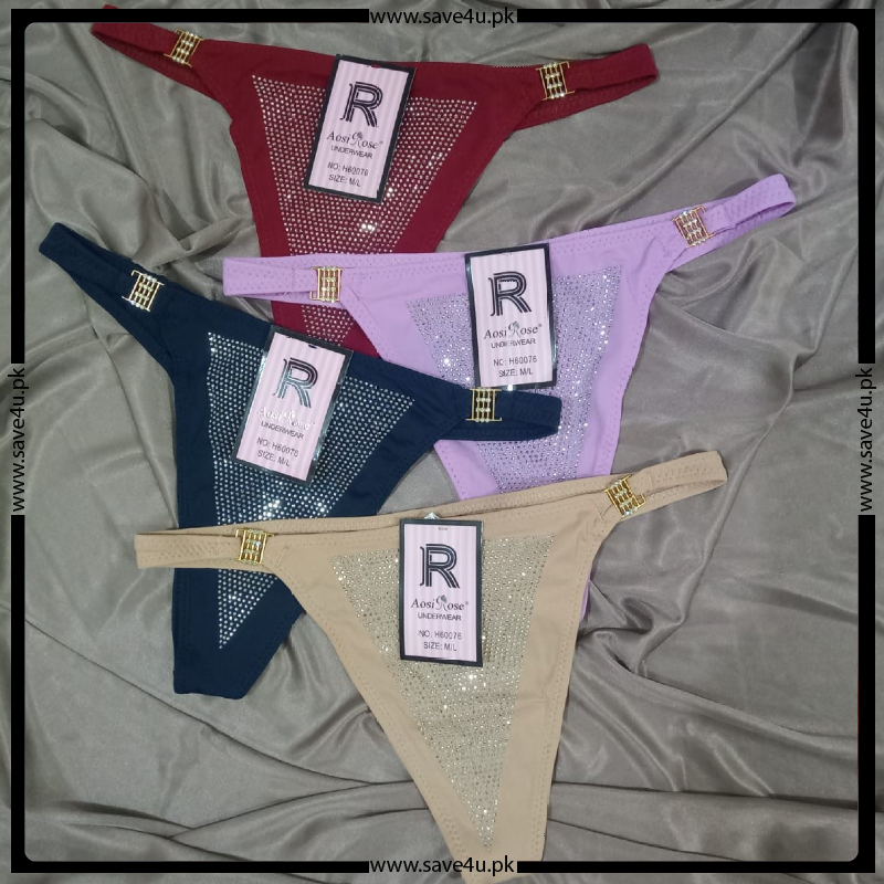 Pack of 2 Jewels-Decorated Nylon Thong Briefs Main image