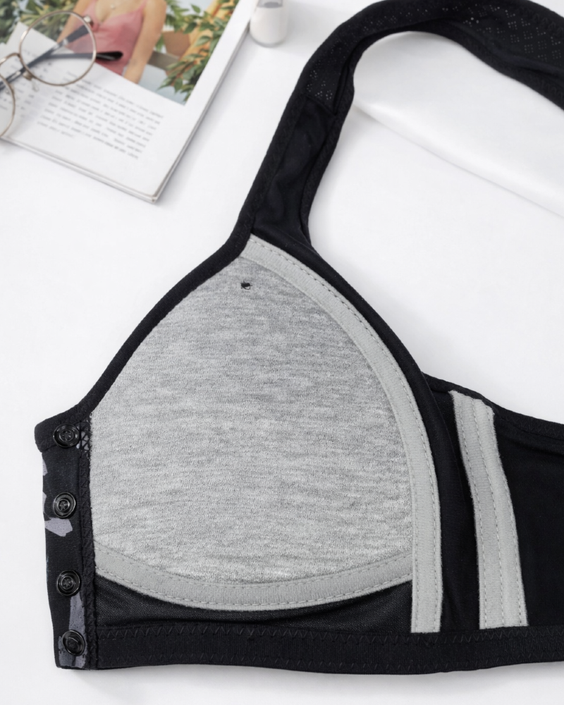 Printed Front Open Padded Bra