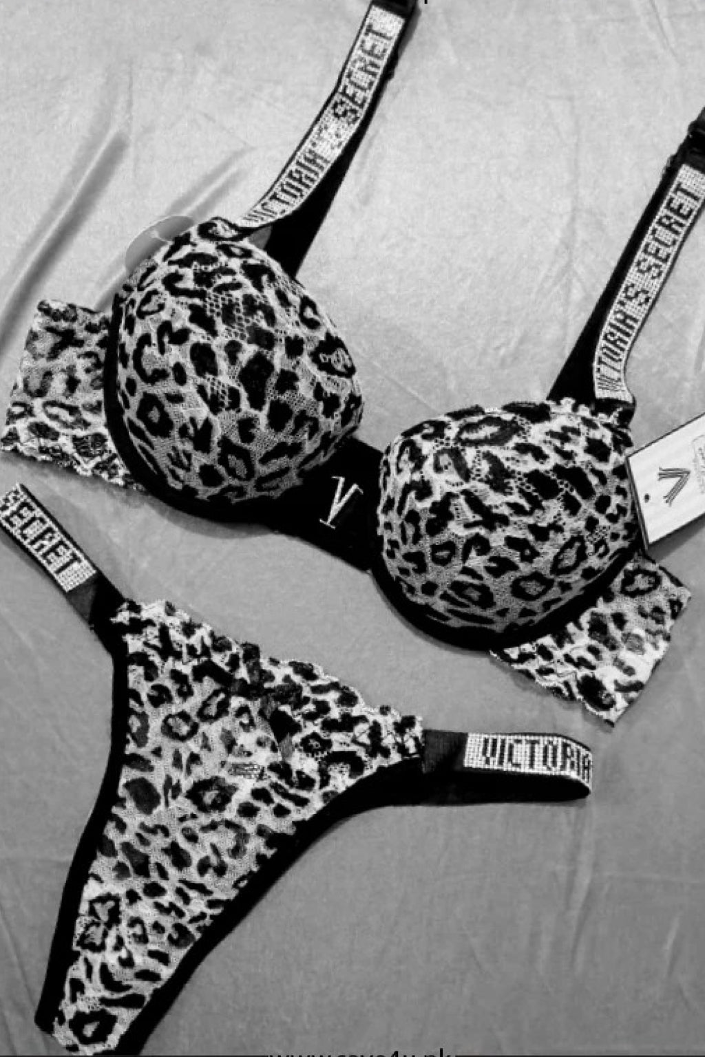 Padded Push Up Cheeta Printed Bra Set