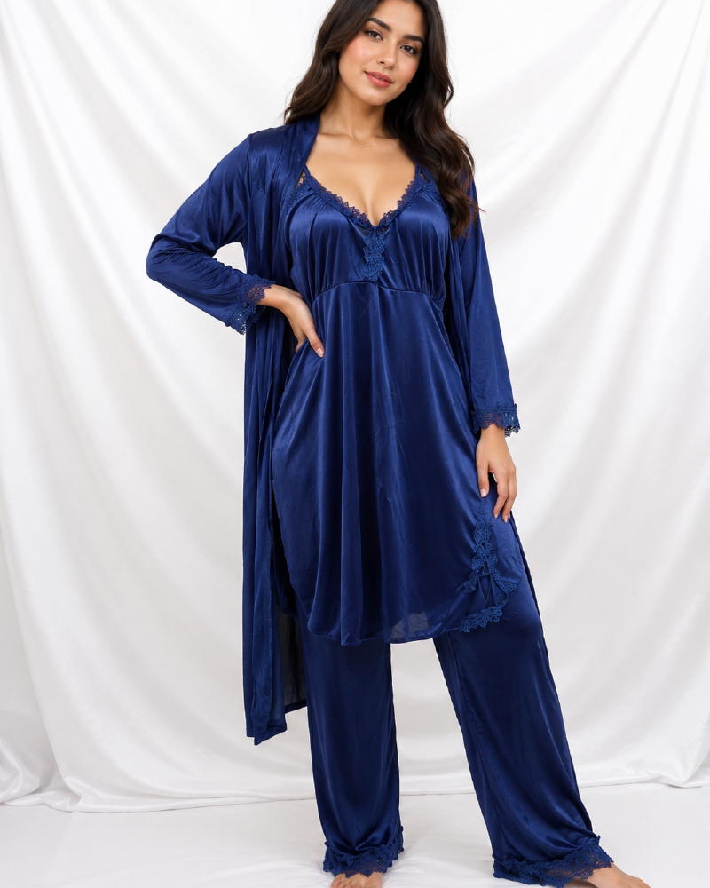 Luxury Soft Satin Silk Bridal 5 Pcs Nightwear