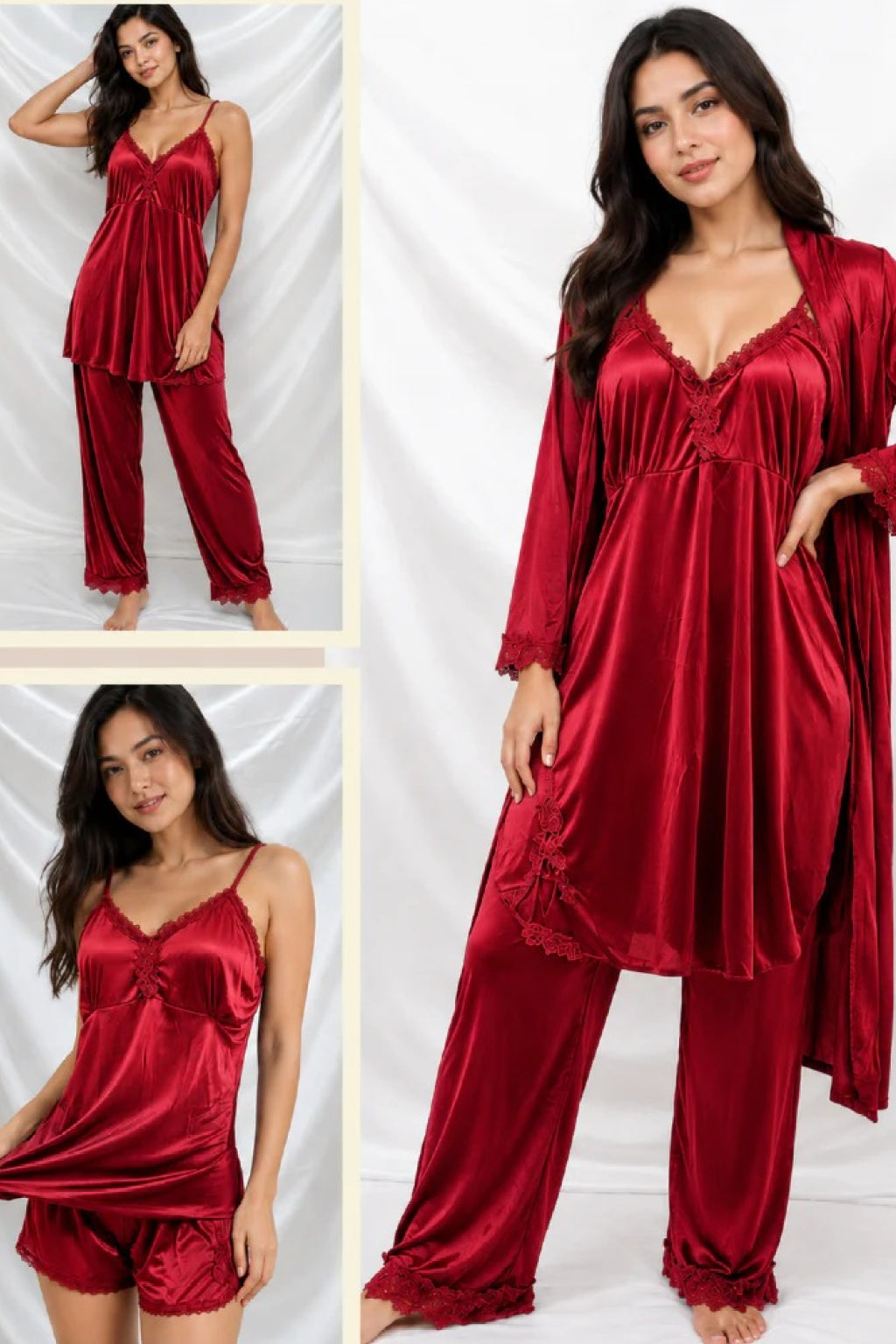 Luxury Soft Satin Silk Bridal 5 Pcs Nightwear