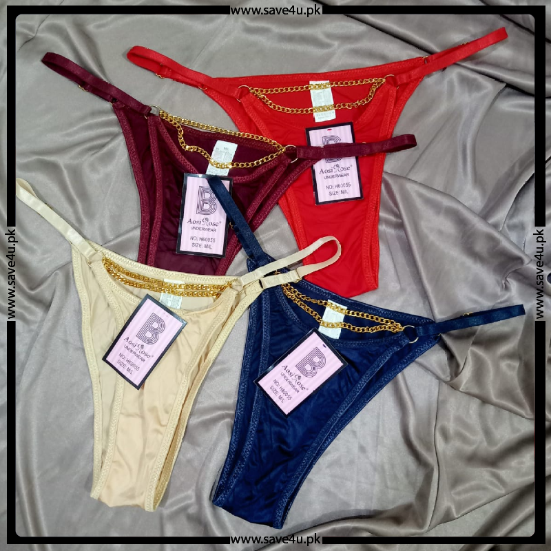 Pack of 2 Chain-Detail Nylon Thong Panties Secondary image