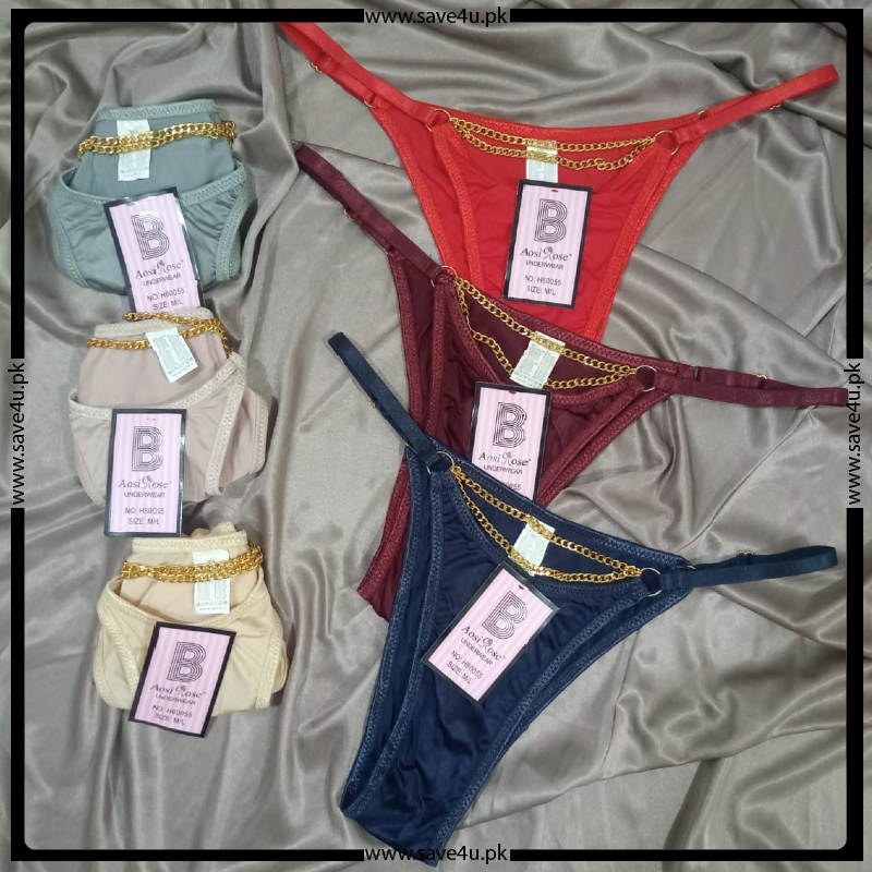 Pack of 2 Chain-Detail Nylon Thong Panties Main image