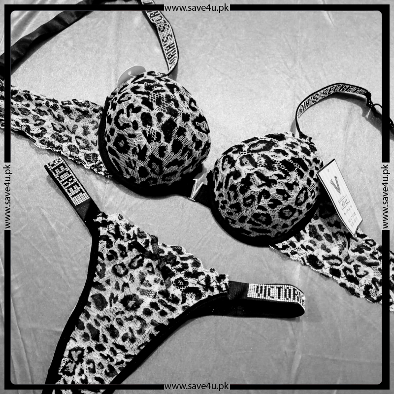 Padded Push Up Cheeta Printed Bra Set Secondary image