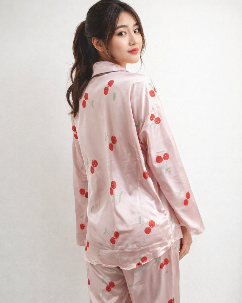 Women's Classic Satin Pajama Set Sleepwear Loungewear