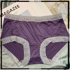 Pack of 2 Ladies Mid Waist Trim Lace Design Soft Silk Panties