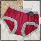 Pack of 2 Ladies Mid Waist Trim Lace Design Soft Silk Panties