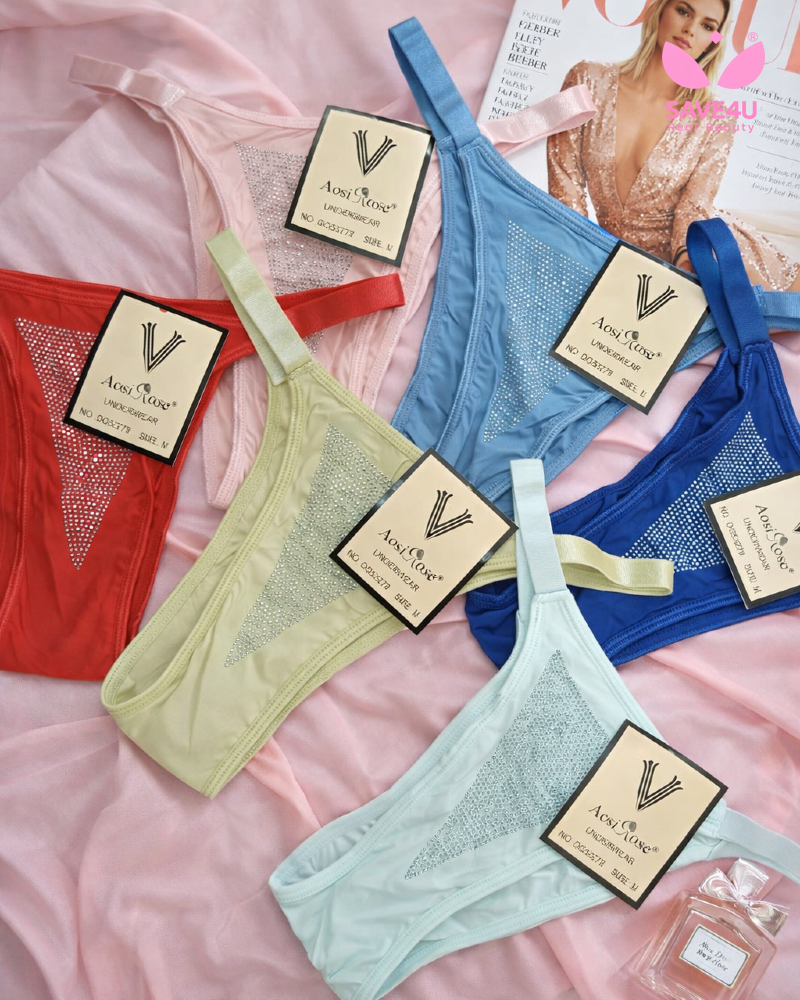 Crystal Mesh Comfort Thong Panties